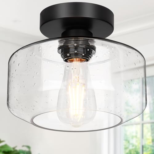 Lynnoland Industrial Farmhouse Semi Flush Mount Ceiling Light - Image 2