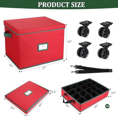 Rolling Christmas Ornament Storage Box, Holiday Ornament - Image 4