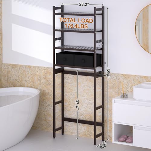 Cozivolife Over The Toilet Bamboo Storage Rack: 4-Tier & 2 - Image 7