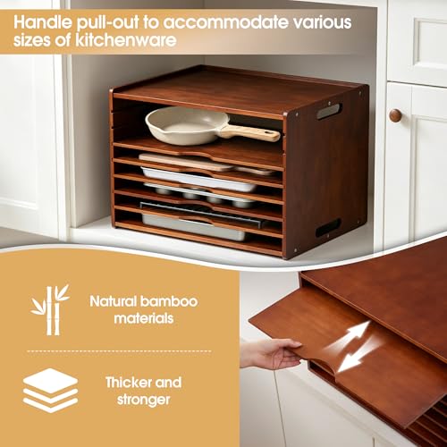 8-Tier Baking Sheet Organizer for Cabinet, 17 x 12 x 14 in Wooden - Image 5