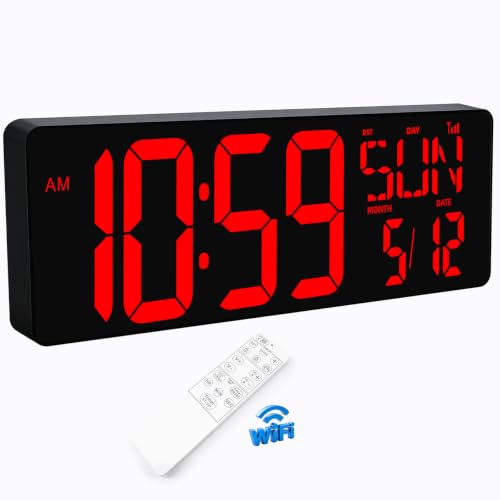 WiFi Sync 17.2" Large Digital Wall Clock, APP & Remote Control - Image 2