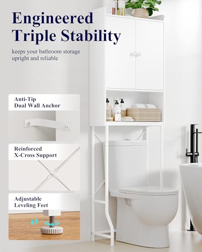 Kitsure 68.1"H Over Toilet Storage Cabinet, Magnetic Door - Image 7