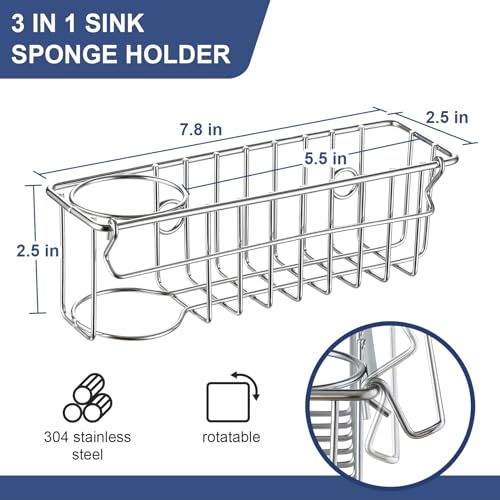 3-In-1 Sponge Holder for Kitchen Sink with Suction Cups & - Image 7