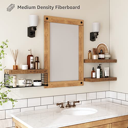 QEEIG Bathroom Shelves Over Toilet Wall Mounted (Brown, Set of 3 - Image 6