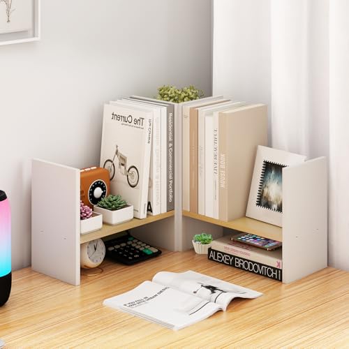 White Desk Organizers and Storage Small Desktop Bookshelf Length - Image 8