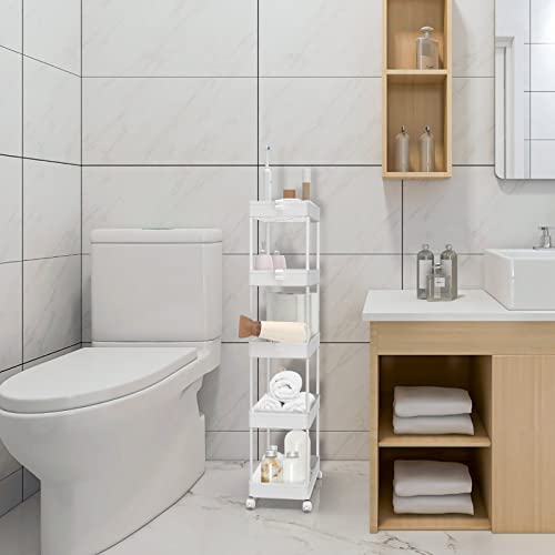 SPACEKEEPER 5 Tier Storage Rolling Cart, Bathroom Cart - Image 5