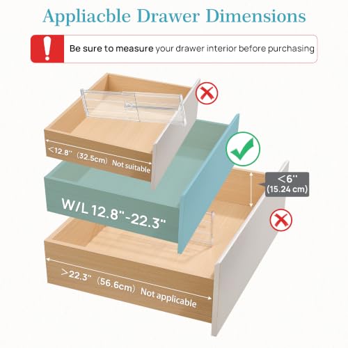 Vtopmart 6" Tall Upgrade Drawer Dividers, 12.8"-22.3" Expandable - Image 4