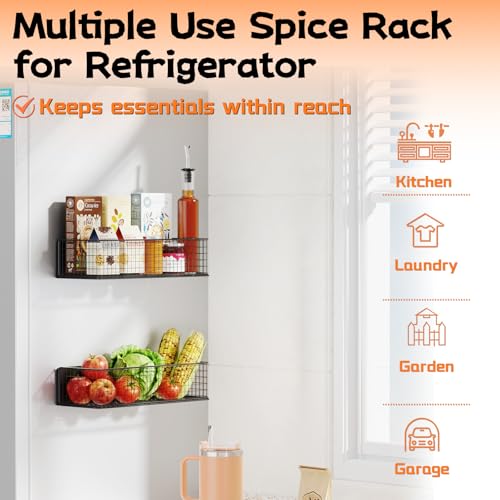 Magnetic Baskets Fridge Organizers, Large Capacity Metal - Image 5