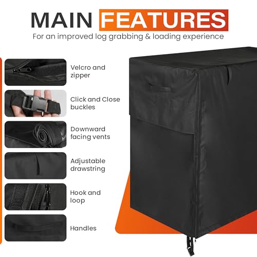 5ft Waterproof Firewood Rack Cover - Heavy Duty Black 600D - Image 4