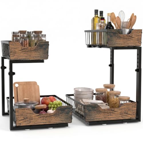 Pull Out Cabinet Shelf 2 Tier Metal Under Sink Organier - Image 2