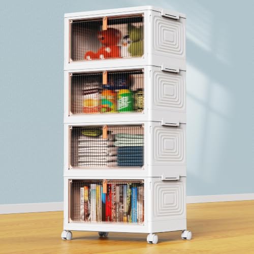 YFXCVSL 4 Tier Plastic Storage Bins with Lid 23.5QT, Stackable - Image 2