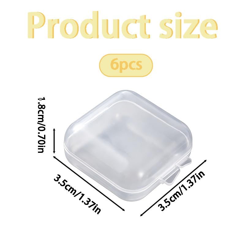 6Pcs Clear Plastic Ear Plug Cases, Small Square Mini Jewelry - Image 2