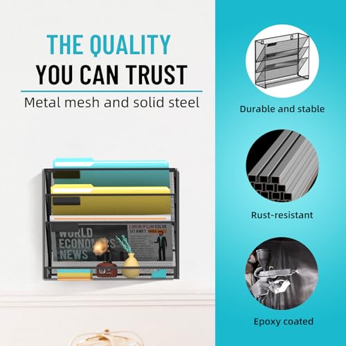 SUPEASY Wall File Organizer Mesh Office Mail Holder, Hanging Wall - Image 6