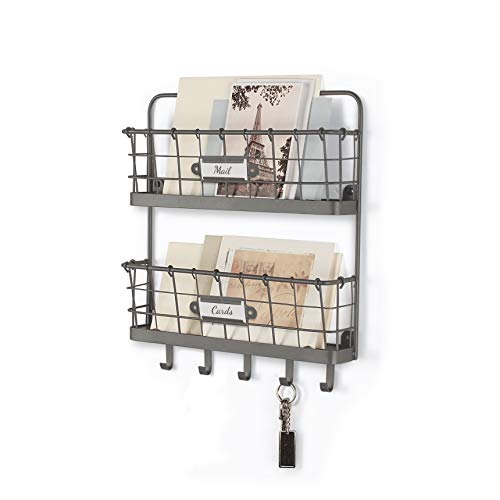 Spectrum Vintage Living Wall Mail and Key Holder 5 Hooks - Image 5