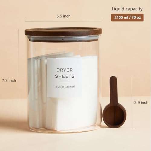 Glass Laundry Storage Containers with Acacia Lids | Home Organization - Image 4