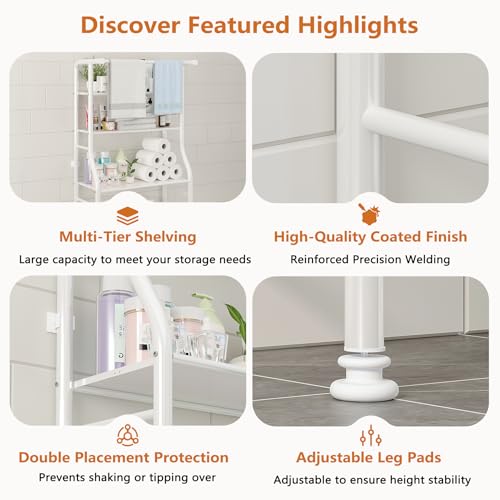 UDEAR 3-Tier Over The Toilet Rack,with Hanging Rod - Image 6