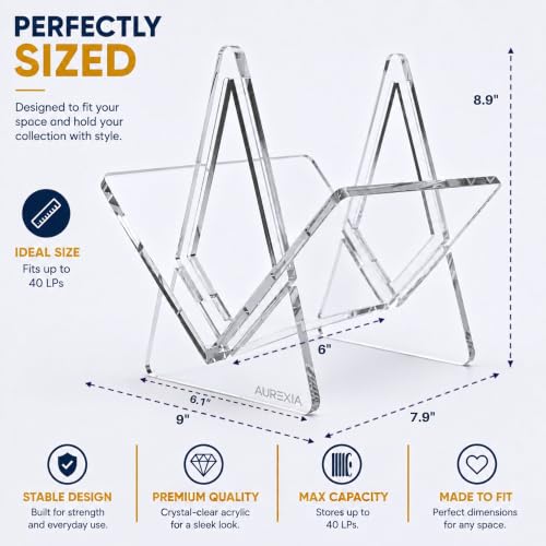 AURΞXIA Vinyl Record Storage Stand - Clear Acrylic LP - Image 4