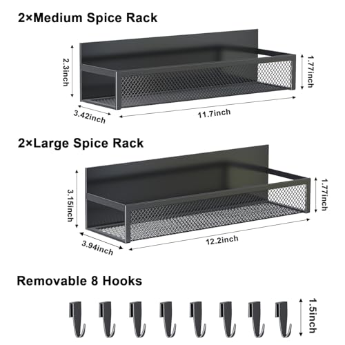 Aufworld Magnetic Spice Rack for Refrigerator, 4 Pack - Image 3