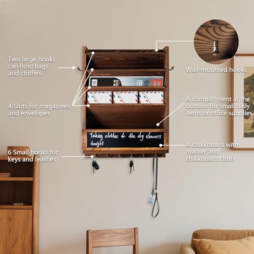 Wall Mail Organizer, Rustic Key and Mail File Holder - Image 4