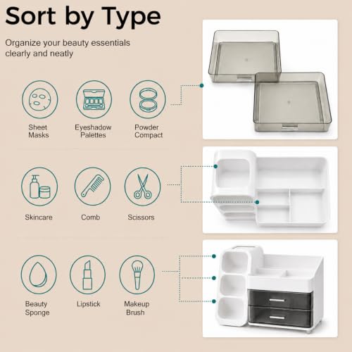 UFORU Makeup Organizer Countertop with Brush Holder for Vanity - Image 4