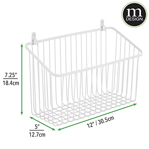mDesign Small Metal Wire Wall Mounted Storage Organizer Basket - Image 4