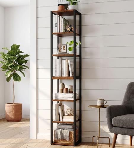 DreamDashio 6-Tier Corner Shelf, 71 Inch Tall Narrow Bookshelf - Image 2