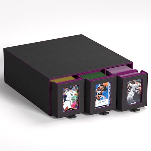 3-Drawer Trading Card Storage Box Holds 2500+ Cards (Purple) - Image 2