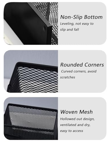 Desk Organizer Desktop Mesh Pen Pencil Holder Caddy with 4 - Image 8