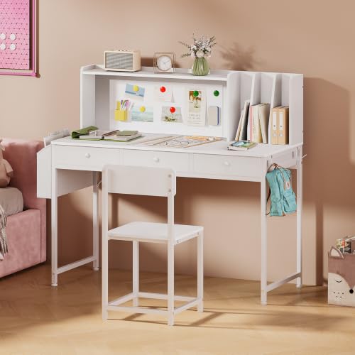 Kids Desk and Chair Set, 6-12, Study Desk with Hutch and Storage - Image 3