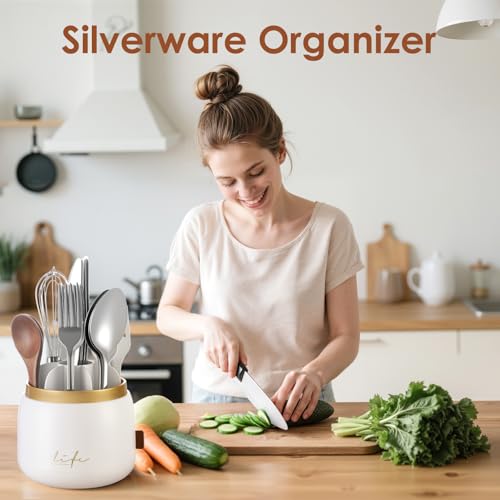 EXIN DECHEN Silverware Organizer with Lid,Silverware Holder - Image 3