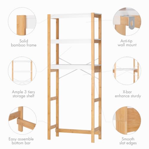 UTEX 3-Tier Over the Toilet Storage Shelf with Bamboo - Image 4