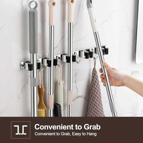 Broom Holder Wall Mount, Stainless Steel Broom Hanger Wall Mount - Image 3
