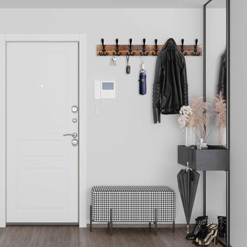 Coat Rack Wall Mount 31.5'' Coat Hanger Wall Mount Burnt - Image 6
