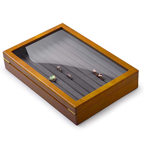 Oirlv Wood Jewelry Box Rings Earrings Acrylic Lid - Image 6