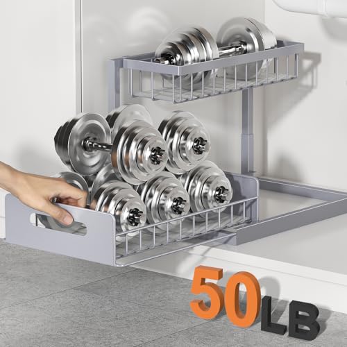 Under Sink Organizer, L-Shaped 2 Tier Pull Out Cabinet Organizer - Image 4