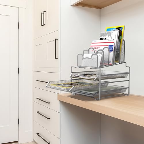 Simple Houseware Desk Organizer, 3 Sliding Tray & 5 Stacking - Image 7