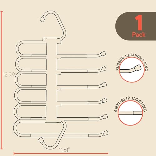 Black Space Saving Pants Hangers 1 Pack, 6 Layer Jeans - Image 3