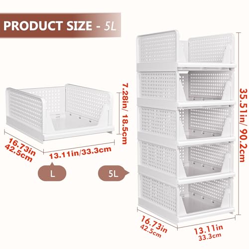 CTSNSLH 5 Pack Closet Organizers Stackable Storage Box - Image 3