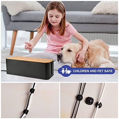 Tuwechen Cable Management Box, Wooden Style Large Cord Organizer - Image 6