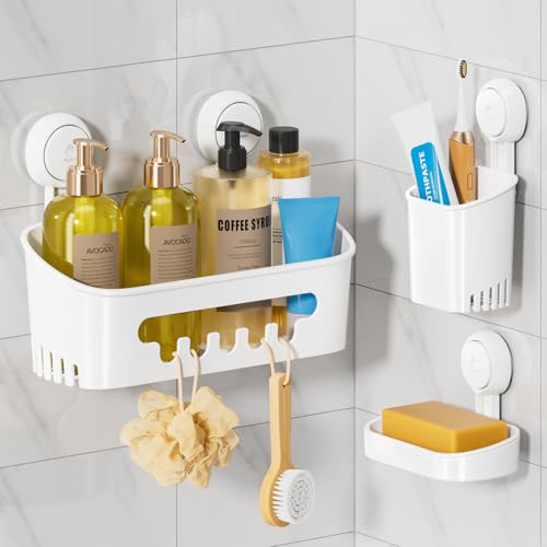 LEVERLOC Shower Caddy Suction Cup Set Shower Organizer & Soap - Image 2