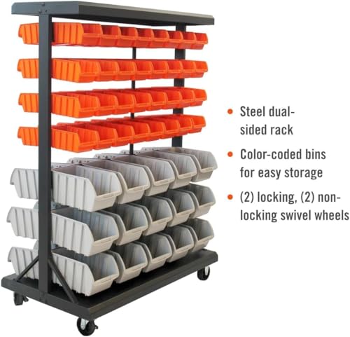 TRINITY 7-Tier Dual-Sided Rolling Storage Bin Rack & | All Products - Image 3
