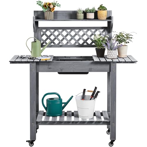 Yaheetech Outdoor Potting Bench with Sink, Garden Table - Image 2