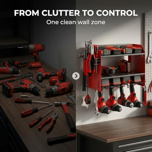 Power Tool Organizer Wall Mount, Drill Storage Rack, Pegboard - Image 8