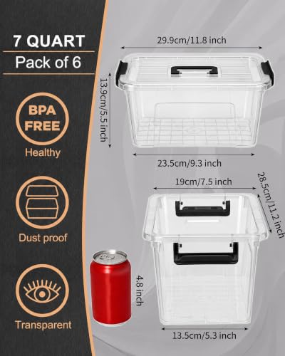 EOENVIVS 7 QT Clear Storage Bins with Lids, 6 Pack, | All Products - Image 3