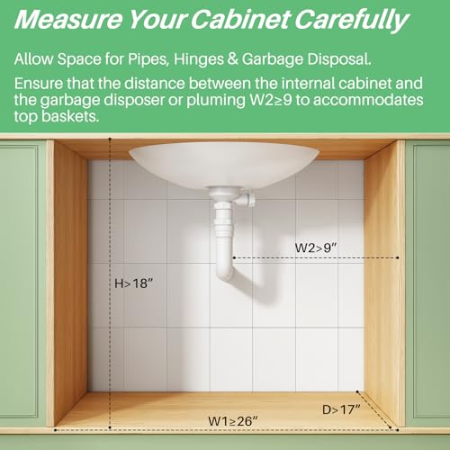 Under Sink Organizer, 2-Pack Pull Out Cabinet Organizer 2 Tier Metal Slide Out Storage Shelf Rack, L-Shaped Adjustable Height,Mesh Sliding Drawer for Kitchen, Bathroom, Laundry, Pa - Image 3