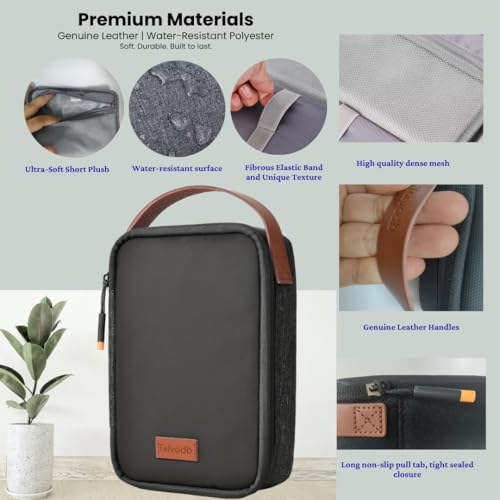 Tech Pouch 8.3" Cable Organizer, Leather Handle EDC Bag - Image 3