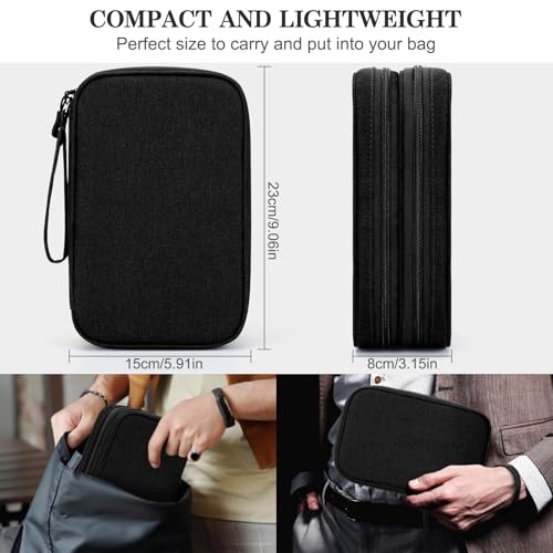 FYY Electronic Organizer, Travel Tech Pouch Bag, Large, Black - Image 3