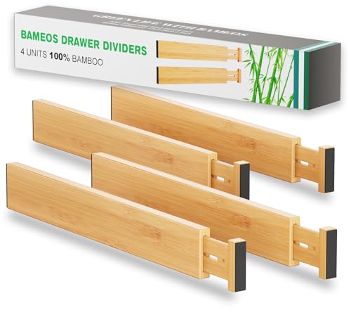 BAMEOS Bamboo Expandable Drawer Dividers – Fits 16.6"–22" - Image 2