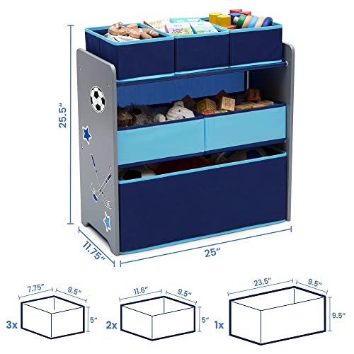 Delta Children Design and Store 6 Bin Toy Organizer, Grey/Blue - Image 4