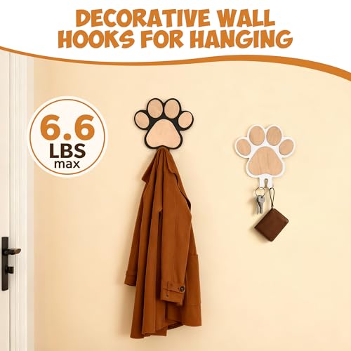 2-Pack Dog Leash Holder, Wooden Paw Wall Hooks for Entryway - Image 7